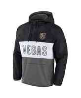 Men's Fanatics Black, Gray Vegas Golden Knights Backhand Shooter Defender Anorak Raglan Hoodie Quarter-Zip Jacket