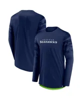 Men's Fanatics College Navy, Neon Green Seattle Seahawks Square Off Long Sleeve T-shirt