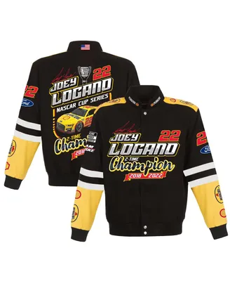 Men's Jh Design Black Joey Logano Two-Time Nascar Cup Series Champion Twill Full-Snap Jacket