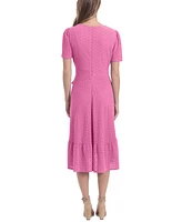 London Times Women's Ruffled Midi Dress