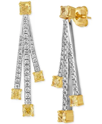 Le Vian Couture Sunny Yellow Diamond (1-1/2 ct. t.w.) & Vanilla Diamond (5/8 ct. t.w.) Drop Earrings in Platinum & 14k Gold