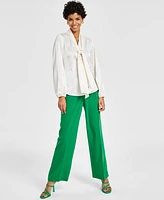 Bar Iii Women's Bow-Tie Long-Sleeve Blouse, Created for Macy's