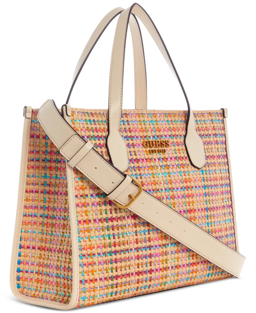 Guess Silvana Medium Multi-Colored Straw Double Compartment Tote