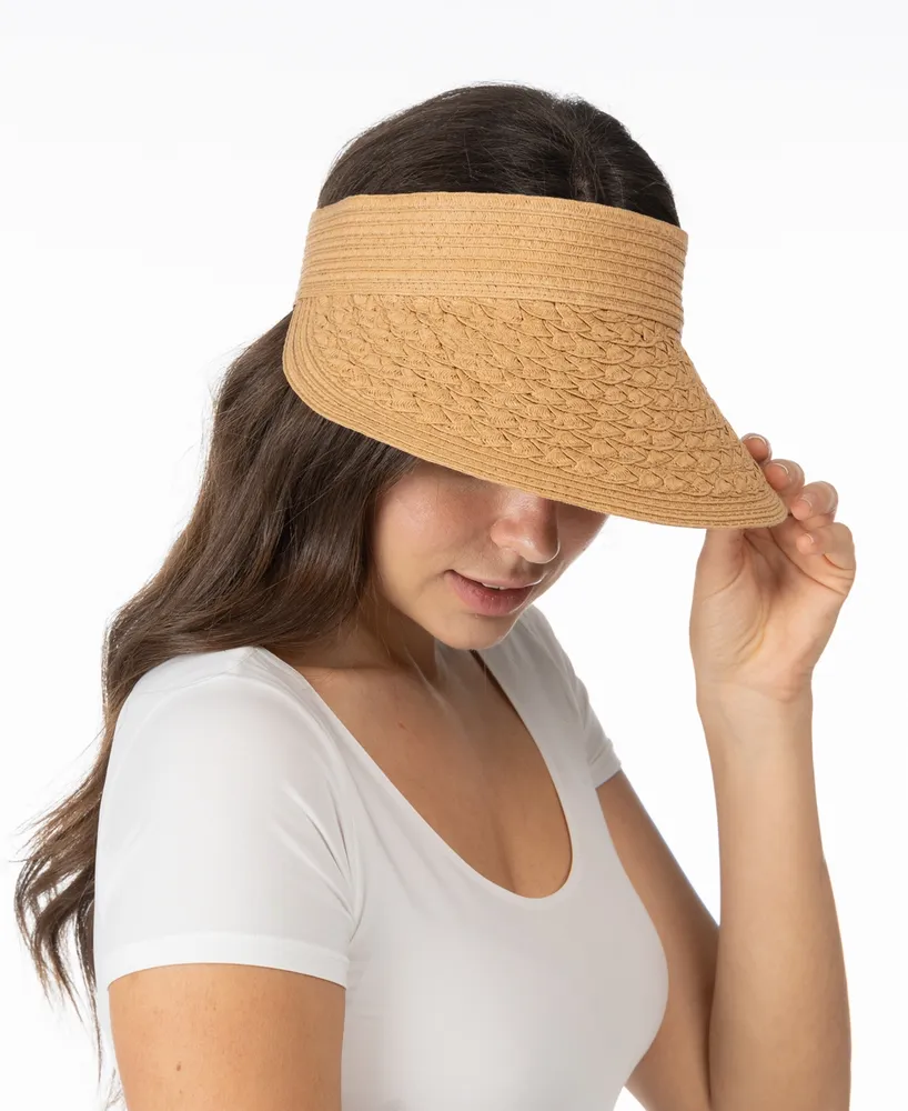I.n.c. International Concepts Oversized Textured Straw Visor, Created for Macy's
