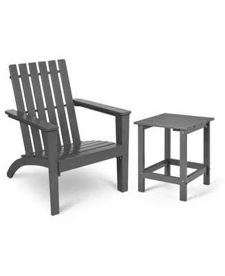 Costway 2PCS Patio Adirondack Chair Side Table Set Solid Wood Garden Deck