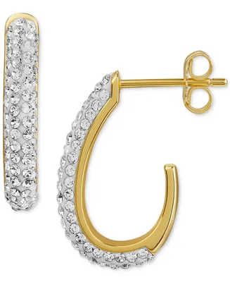 Giani Bernini Lavender Crystal Pave J-Hoop Earrings Sterling Silver, Created for Macy's