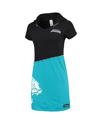 Women's Refried Apparel Black, Teal Jacksonville Jaguars Hooded Mini Dress