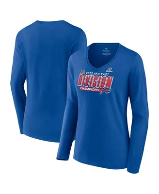 Women's Fanatics Royal Buffalo Bills 2022 Afc East Division Champions Divide & Conquer Long Sleeve V-Neck T-shirt