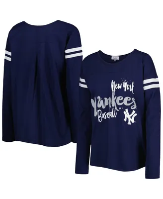 Women's Touch Navy New York Yankees Free Agent Long Sleeve T-shirt