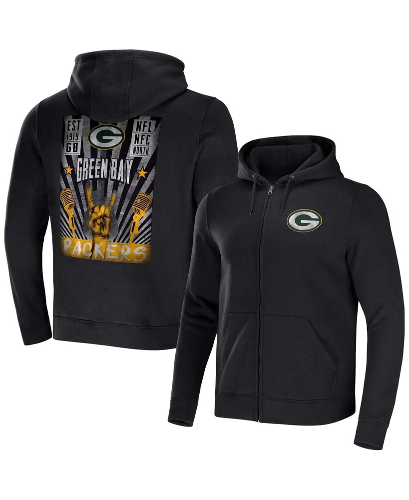 Men's Nfl x Darius Rucker Collection by Fanatics Black Green Bay Packers Rocker Full-Zip Hoodie