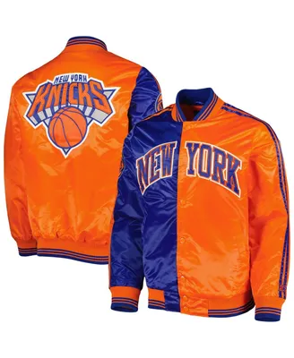 Men's Starter Blue, Orange New York Knicks Fast Break Satin Full-Snap Jacket
