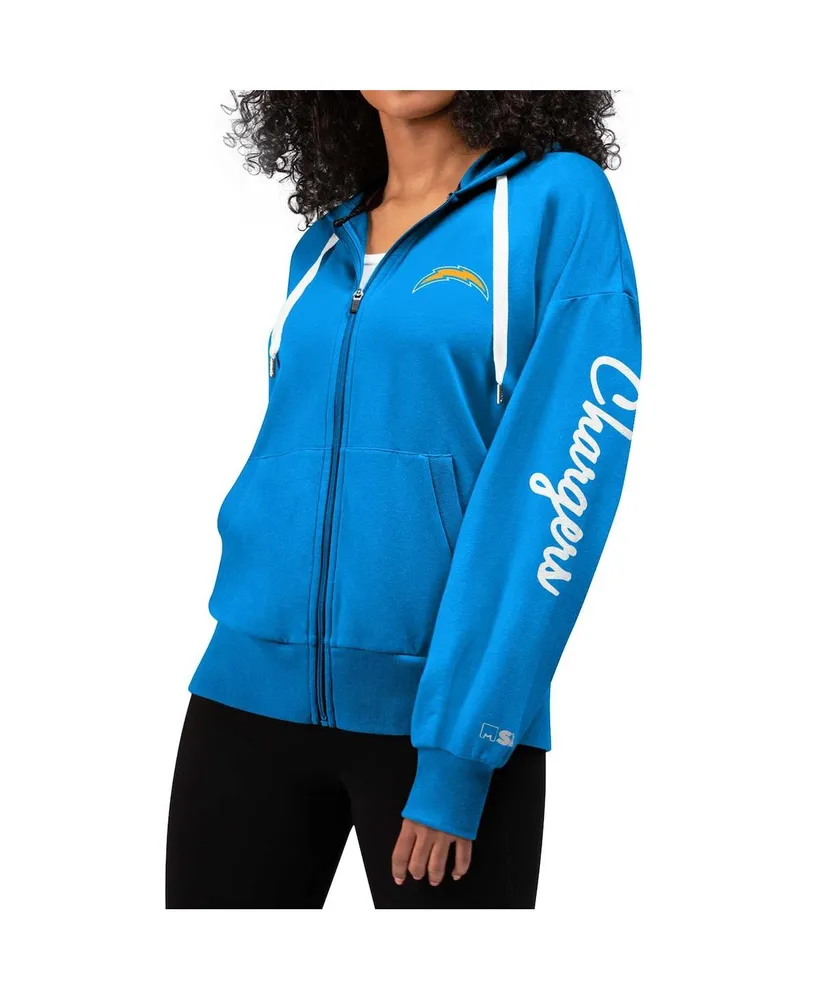 Women's Msx by Michael Strahan Powder Blue Los Angeles Chargers Emerson Full-Zip Hoodie