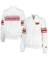 Women's Starter White Washington Commanders Line Up Satin Full-Snap Varsity Jacket