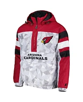 Men's Starter White, Cardinal Arizona Cardinals Thursday Night Gridiron Raglan Half-Zip Hooded Jacket