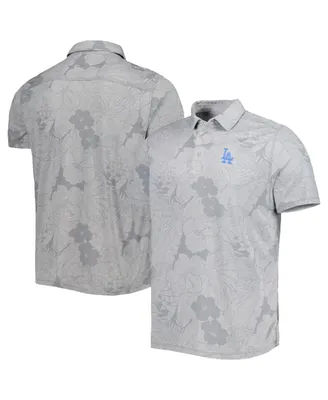 Men's Tommy Bahama Gray Los Angeles Dodgers Miramar Blooms Polo Shirt
