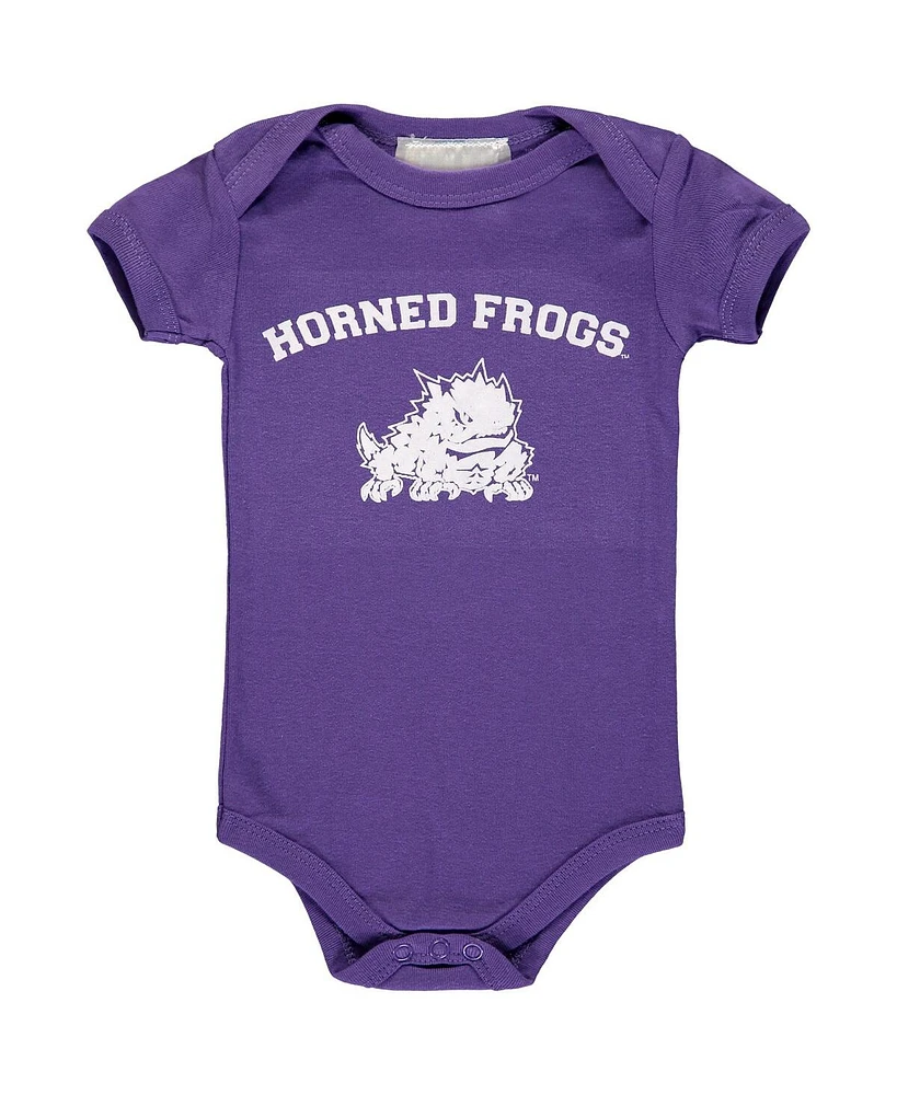 Infant Boys and Girls Purple Tcu Horned Frogs Arch & Logo Bodysuit