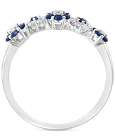 Lali Jewels Sapphire (3/8 ct. t.w.) & Diamond (1/5 ct. t.w.) Flower Ring in 14k White Gold