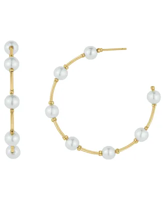 And Now This Imitation Pearl C Hoop Earring