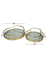 The Novogratz Gold Stainless Steel Metal Mirrored Tray, Set of 2