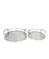 The Novogratz Silver Stainless Steel Metal Mirrored Tray, Set of 2