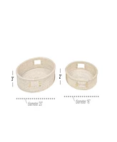 Rosemary Lane Light Rattan Tray with Slot Handles, Set of 2, 20", 16" W