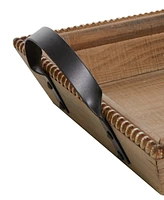 Rosemary Lane Wood Tray with Metal Handles, Set of 3, 20", 24", 27" W