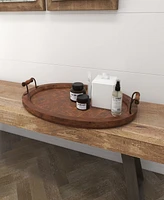 Rosemary Lane Wood Tray with Metal Handles, 29" x 19" x 4"