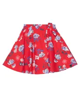 Girl Printed Skort With Bow Red Flowers - Toddler|Child