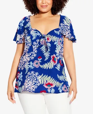 Avenue Plus Kata Print Top