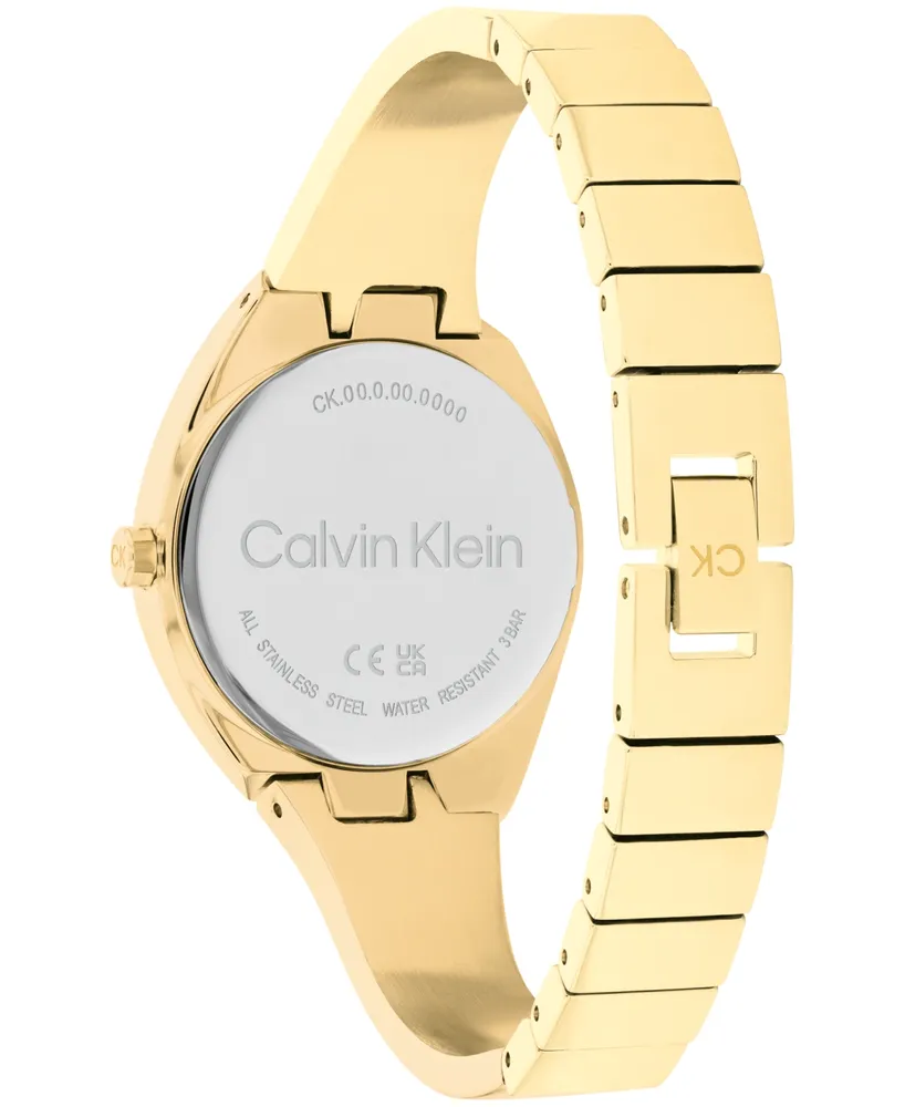 Calvin Klein Women's 2-Hand Gold-Tone Stainless Steel Bangle Bracelet Watch 30mm