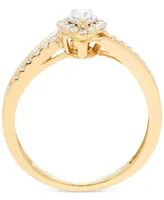 Diamond Halo Swirl Engagement Ring (1/4 ct. t.w.) in 14k Gold