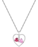 Lab-Grown Multi-Gemstone Hearts 18" Pendant Necklace (2-3/4 ct. t.w.) in Sterling Silver