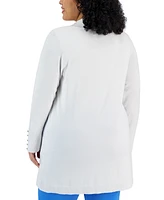 Jm Collection Plus Open-Front Long-Sleeve Cardigan