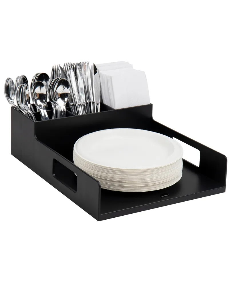 Mind Reader Anchor Collection, Utensil, Napkin and Plate Serving Tray, Break room, Countertop Organizer
