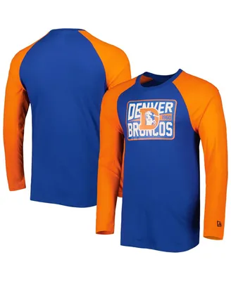 Men's New Era Royal Denver Broncos Throwback Raglan Long Sleeve T-shirt