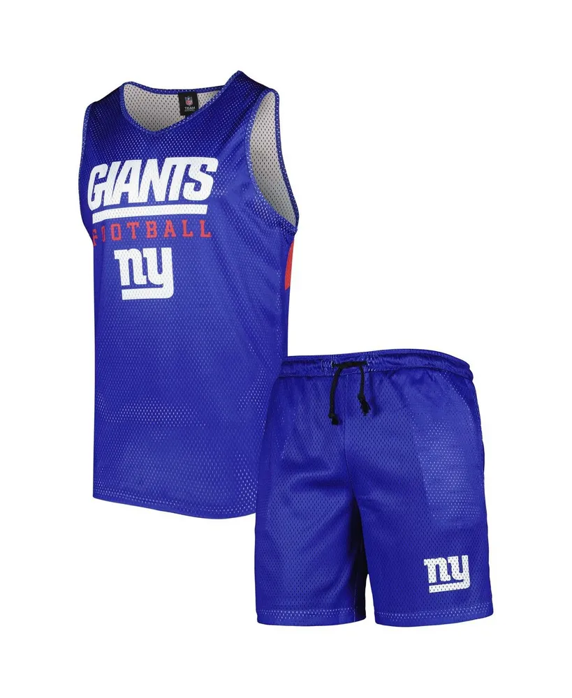 Men's Foco Royal New York Giants Colorblock Mesh V-Neck and Shorts Set