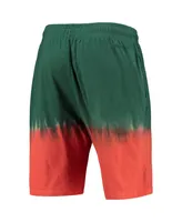 Men's Mitchell & Ness Orange, Green Miami Hurricanes Tie-Dye Shorts