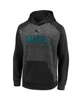 Men's Fanatics Heathered Charcoal, Black San Jose Sharks Game Day Ready Chiller Fleece Raglan Pullover Hoodie