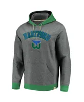 Men's Fanatics Heathered Gray, Green Hartford Whalers True Classics Signature Fleece Pullover Hoodie