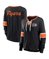 Women's Fanatics Black Philadelphia Flyers Effervescent Exclusive Lace-Up Long Sleeve T-shirt