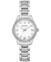 Bulova Women's Crystal Stainless Steel Bracelet Watch 29mm - Silver