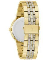 Bulova Men's Crystal Gold-Tone Stainless Steel Bracelet Watch 40mm & Necklace Box Set - Gold