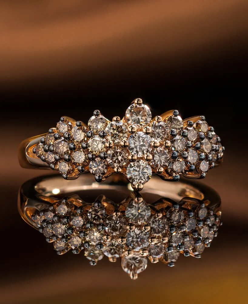 Le Vian Chocolate Ombre Diamond Cluster Ring (1 ct. t.w.) 14k Rose Gold, White Gold or Yellow