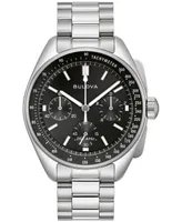 Bulova Men's Chronograph Archive Lunar Pilot Stainless Steel Bracelet Watch Box Set 44mm - Silver