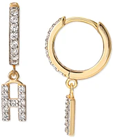 Giani Bernini Cubic Zirconia Initial Dangle Hoop Earrings in 18k Gold-Plated Sterling Silver, Created for Macy's