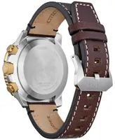 Citizen Eco-Drive Men's Chronograph Promaster Skyhawk Brown Leather Strap Watch 45mm