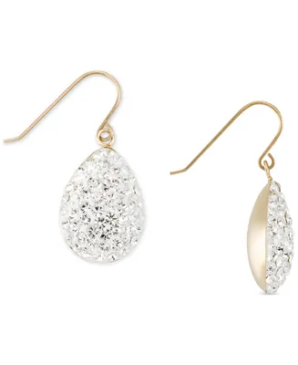Crystal Pave Teardrop Cluster Drop Earrings in 10k Gold