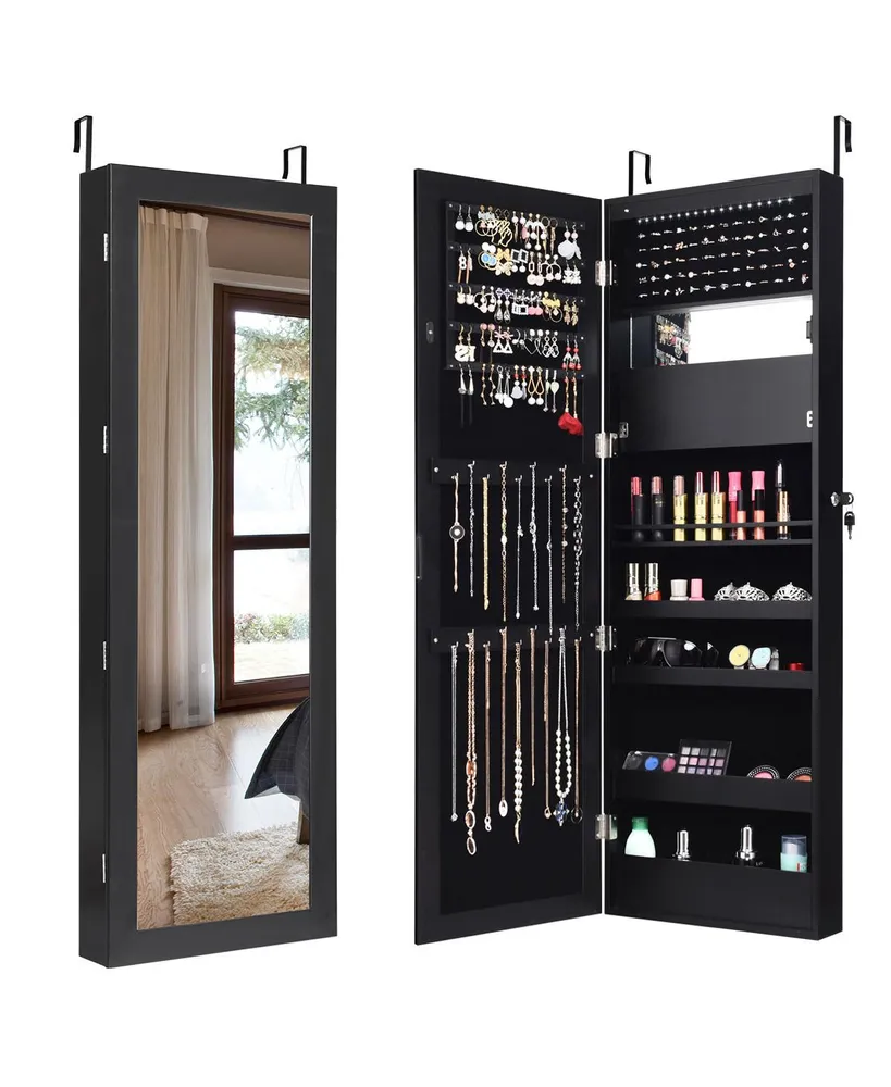 Costway Wall Door Mounted Mirror Jewelry Cabinet Organizer