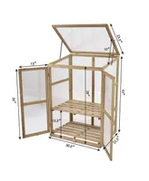 Costway Garden Portable Wooden GreenHouse Cold Frame Raised Plants Shelves Protection