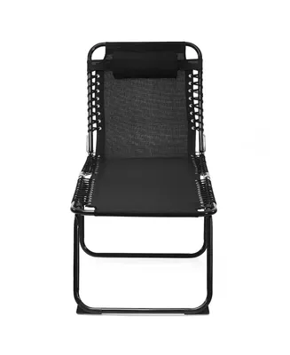 Costway Folding Beach Lounge Chair Heightening Design Patio Lounger